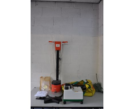 A VAPORETTO PLUS POLTI STEAM CLEANER (no cable so untested), and a Lever Industrial rotary floor polisher (bent plug pins so 