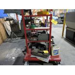 Red h.d. 5 shelf cart, w/locking casters, 5' 5" x 3'.