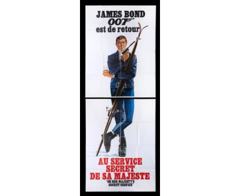 Large format 'Double Grande' Affiche French Two-Panel poster for the George Lazenby James Bond film "On Her Majesty's Secret 