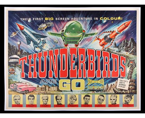 "Excitement is GO! Adventure is GO! Danger is GO!" Linen-backed Style-A UK Quad poster for "Thunderbirds Are Go" (1966). The 