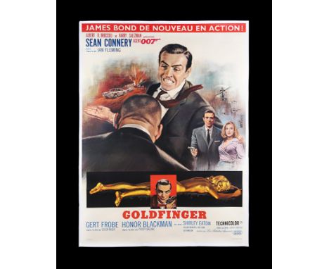 French 'Grande' Affiche for "Goldfinger" (1964) with Jean Mascii artwork unique to the French release. This large format post