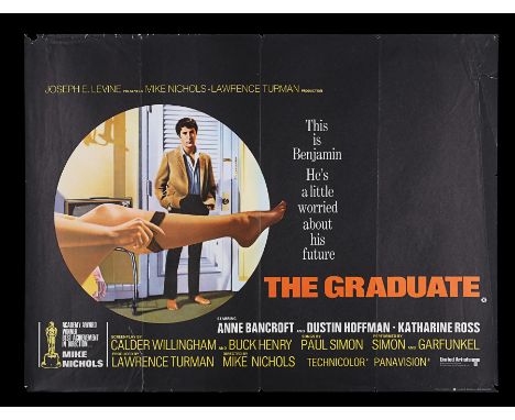 UK Quad poster for "The Graduate" (1967), the film starring Dustin Hoffman and Anne Bancroft. This is the first release poste