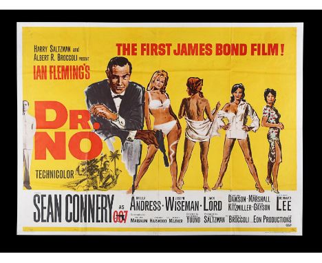 Country of origin, British UK Quad poster for the debut Sean Connery James Bond film “Dr. No” (1962). The Mitchell Hooks post