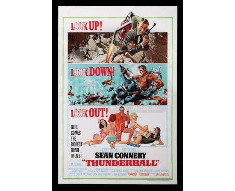 US One-Sheet "Full Jetpack" Style poster for the Sean Connery James Bond film "Thunderball" (1965). This variant first releas
