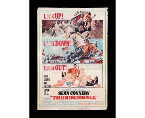 Rolled, unrestored large format US 60" x 40" poster for "Thunderball (1965). Three key pieces of artwork by Robert McGinnis a