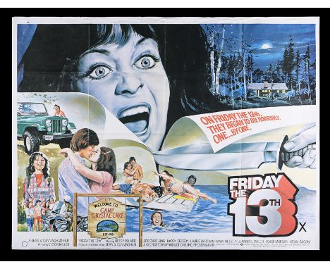 Country unique British artwork makes this original 1980 UK Quad movie poster for Sean S. Cunningham's slasher masterpiece "Fr