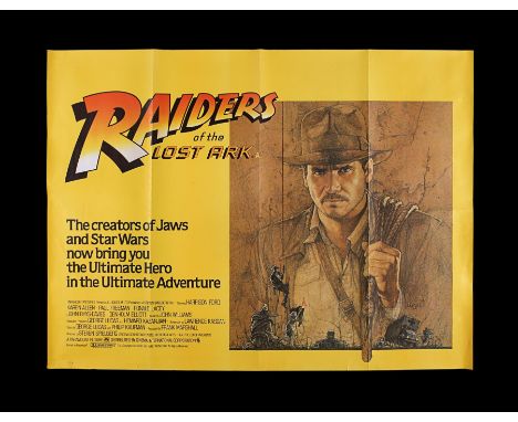UK Quad "Style-A" poster for "Raiders Of The Lost Ark" (1981), this with the Richard Amsel variant Quad illustration. This po