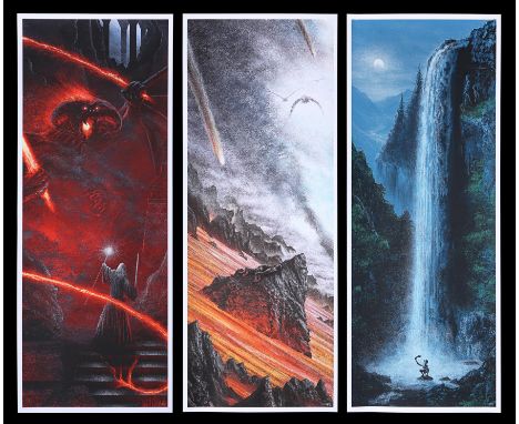 An impressive triptych of three posters released in 2012 as part of the Mondo "Lord of the Rings" series. This same numbered 