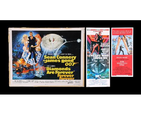 A selection of three rolled unrestored Sean Connery and Roger Moore James Bond film posters from Australia and America. All f