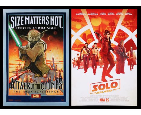 Two US One-Sheet posters for "Star Wars: Episode II - Attack of the Clones" (2002). This is the IMAX® version featuring David