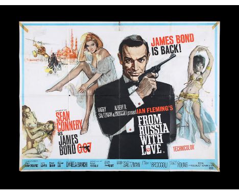 UK Quad poster for the second James Bond film "From Russia With Love" (1963). Fratini was well-known for his rapid working st