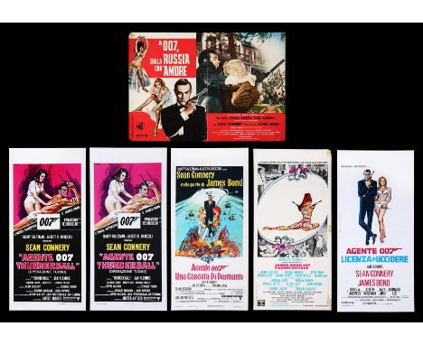 A selection of six unrestored Italian James Bond film posters including a photobusta for "From Russia With Love" (1970's) and