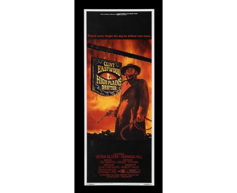 US Insert poster for the Clint Eastwood western "High Plains Drifter" (1973). Ron Lesser's poster illustration provides a goo
