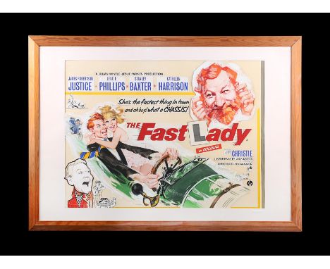 Final UK Quad poster artwork for the British comedy film "The Fast Lady" (1962). Fratini's painted artwork depicts the key ch