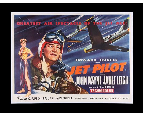 The UK Quad for Howard Hughes' aviation drama "Jet Pilot" (1957) is indeed a rare poster, not just because of its British lan
