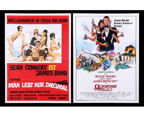 Two German James Bond A1 film posters. The first for "You Only Live Twice" (1980's) features the famous Japanese bathtub illu
