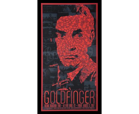Original Alamo Drafthouse silk screen movie poster for "Goldfinger" from the Rolling Roadshow screening in Fort Knox, Kentuck
