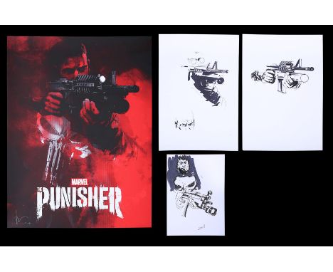Released in 2017 to promote the "Punisher" TV series showing on Netflix, this portrait style screenprint is the classic image