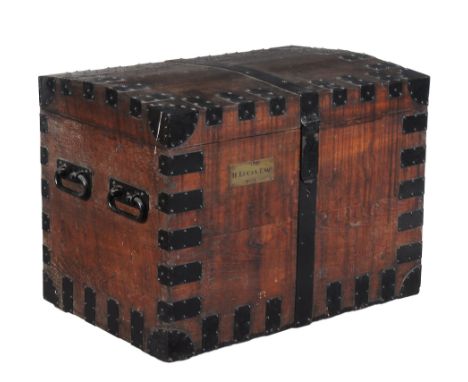  An oak and metal bound silver chest  , the interior of the lockplate signed R  &  S GARRARD  &  CO, 25 HAYMARKET, LONDON, CR