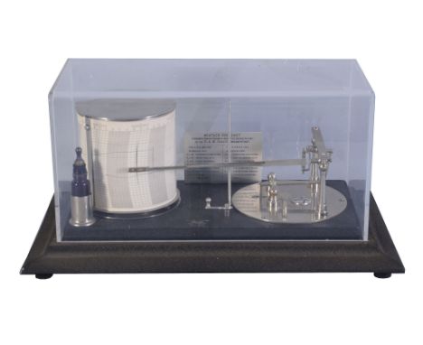  A painted metal and perspex cased cyclo-stormgraph barograph, Short  &  Mason, London  , first half 20th century, the chrome