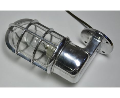 Industrial light, bulkhead light, 90 degree, large, aluminium, wall light, height 27 cm width 11 cm depth 14 cm