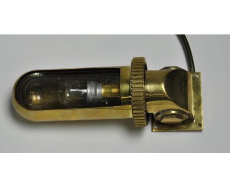 Industrial light, nautical reading light, in brass, height 20 cm width 7 cm depth 8 cm
