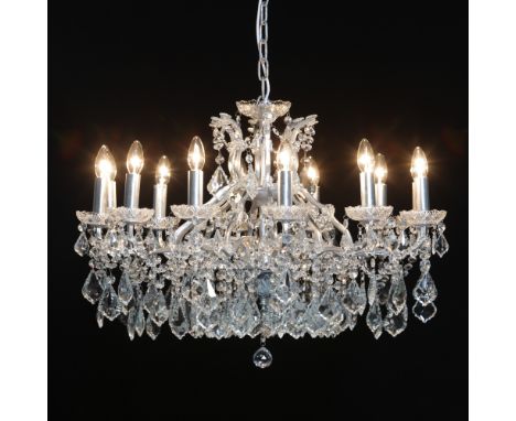 Chandelier, silver finish, 12 arm, 12 light, height 62 cm width 88 cm