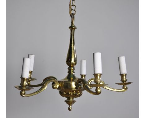 Chandelier, solid brass, 5 arm, 5 light, height 42 cm width 50 cm depth 50 cm