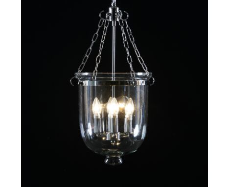 Lantern, chrome frame with glass, 4 light height 65 cm width 43 cm depth 43 cm