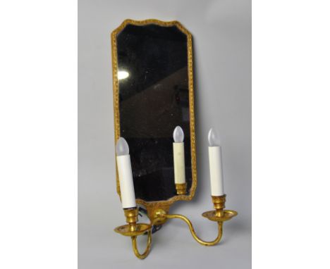 Wall light, giltwood, mirror backed, double wall light, height 50 cm width 26 cm depth 18 cm