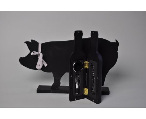 Pig chalkboard and wine tool case