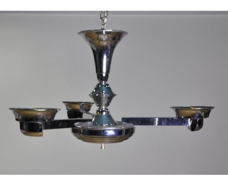 Ceiling light, chrome electrolier, 3 light, height 46 cm width 60 cm depth 60 cm