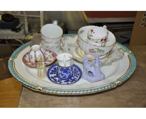 A collection of 16 pieces of porcelain including Royal Worcester snuffer