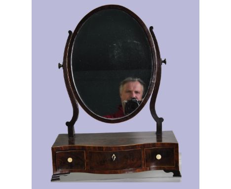 Dressing mirror, bow front, 3 drawers, with oval mirror, height 55 cm width 40 cm depth 20 cm