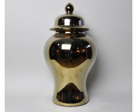 Gold ceramic lidded jar height 56 cm