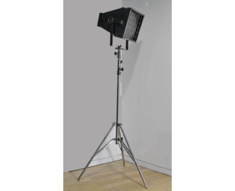 Theatre light, square bodied, on adjustable stand, height 230 width 76 depth 76