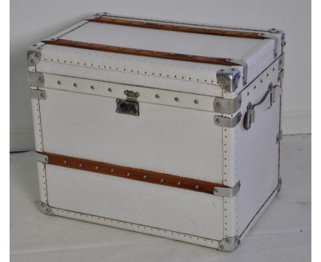 Trunk, white coloured with side handles, height 50 cm width 60 cm depth 40 cm
