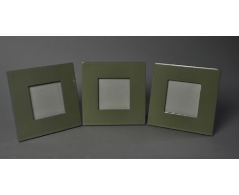 3 shiny green ceramic square photo frames