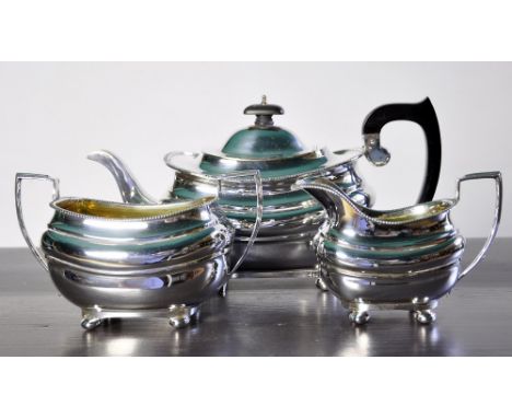 Silver three piece tea service, Chester