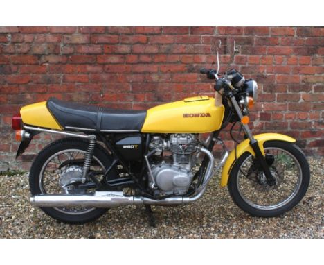 1977 Honda 250T, 249 cc. Registration number ACX 535R. Frame number CJ250T-2013121. Engine number CJ250TE - 2013180.  In 1976