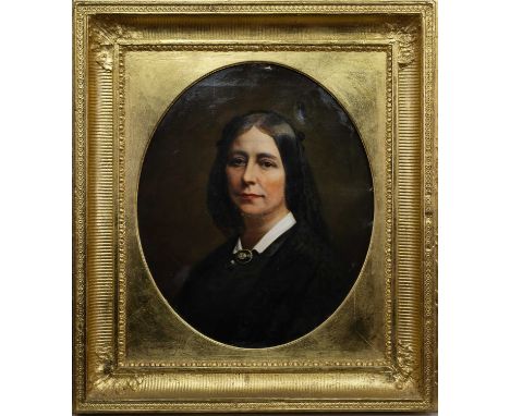 AFTER GEORGE RICHMOND (BRITISH 1809 - 1896), PORTRAIT OF A VICTORIAN LADY oil on canvas framedimage size 62cm x 51cm, overall