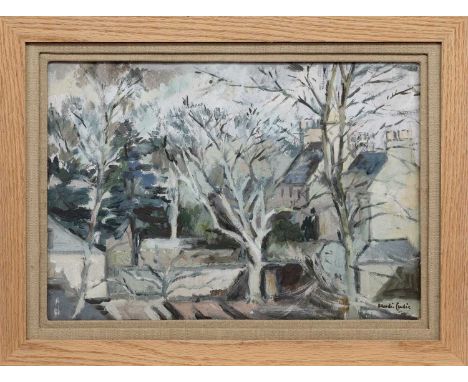 * ROBERT HARDIE CONDIE RSW (SCOTTISH 1898 - 1981) GARDENS IN MORNING LIGHT oil on board, signed, titled versoframed and under
