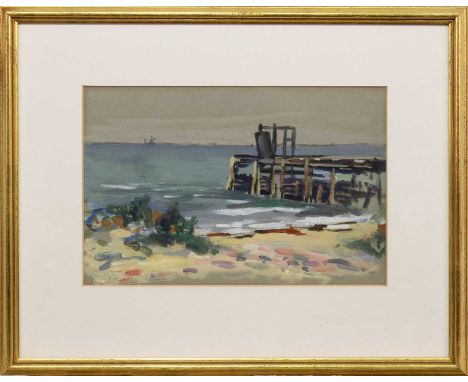 * ERNEST ARCHIBALD TAYLOR (SCOTTISH 1874 - 1951), SEASCAPE FROM ARRAN gouache and watercolour on paper, initialled, titled la