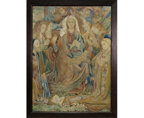 ATTRIBUTED TO PHOEBE ANNA TRAQUAIR HRSA (1853 - 1936), TAPESTRY SKETCH watercolour on paperframed and under glassimage size 4