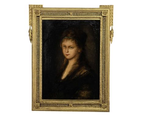 ITALIAN/SPANISH SCHOOL (EARLY 19TH CENTURY), PORTRAIT OF A LADY oil on canvasframed in an elaborate period gilt frameimage si