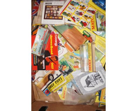 Box of Spot-On, Corgi, Dinky, and Matchbox Booklets, Leaflets and Others