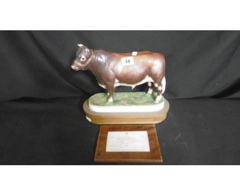 LARGE ROYAL WORCESTER LIMITED EDITION FIGURE OF A BULL, 'DAIRY SHORTHORN' WITH ORIGINAL CERTIFICATE  