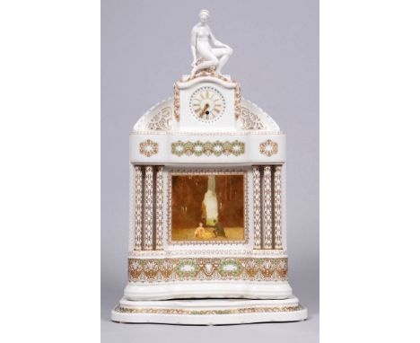Große Jugendstil-Tischuhr mit Sockel, Entwurf Theo Schmuz-Baudiß (1859, Herrnhut - 1942, Partenkirchen), um 1908, für KPM-Ber