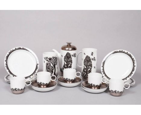 Kaffeeservice, HAP Grieshaber für Rosenthal studio-linie, Form "Duo" von Ambrogio Pozzi, Dekor "Pastorale", Künstler Sammel-S