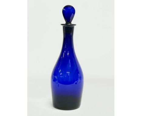 A George III style Bristol Blue decanter. 29.5cm 